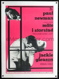 d091 HUSTLER linen Swedish movie poster '61 Paul Newman, Aberg art!