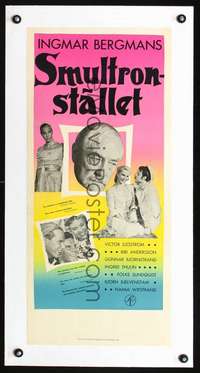 d097 WILD STRAWBERRIES linen Swedish stolpe movie poster '57 Bergman