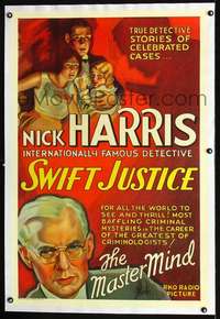 d618 SWIFT JUSTICE linen one-sheet movie poster '32 true detective cases!