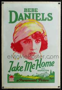 d620 TAKE ME HOME linen one-sheet movie poster '28 best Bebe Daniels c/u!