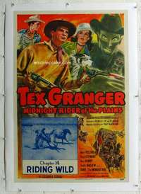 d623 TEX GRANGER linen Chap 14 one-sheet movie poster '47 western serial!