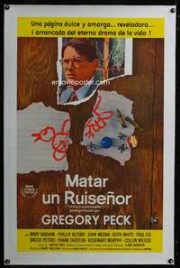 d627 TO KILL A MOCKINGBIRD linen Spanish/U.S. one-sheet movie poster '63 Greg Peck