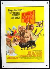 d631 TOWN CALLED HELL linen one-sheet movie poster '71 Shaw, Savalas, Landau