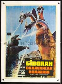 d173 GHIDRAH THE THREE HEADED MONSTER linen Turkish movie poster '65