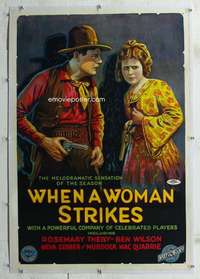 d651 WHEN A WOMAN STRIKES linen one-sheet movie poster '19 cool stone litho!