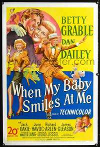 d652 WHEN MY BABY SMILES AT ME linen one-sheet movie poster '48 Betty Grable