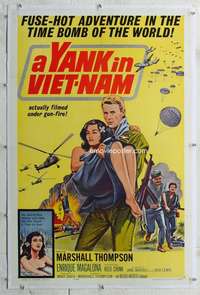 d660 YANK IN VIET-NAM linen one-sheet movie poster '64 fuse-hot adventure!