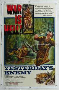 d662 YESTERDAY'S ENEMY linen one-sheet movie poster '59 Hammer, War is Hell!