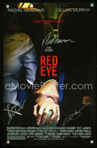 e017 RED EYE autographed special 11x17 movie poster '05 signed by Rachel McAdams, Cillian Murphy, and Wes Craven