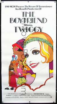 f095 BOY FRIEND linen int'l three-sheet movie poster '71 Twiggy by Ellescas!