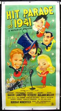 f101 HIT PARADE OF 1941 linen three-sheet movie poster '40 great Millard art!