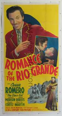 f108 ROMANCE OF THE RIO GRANDE linen three-sheet movie poster '41 Cisco Kid!