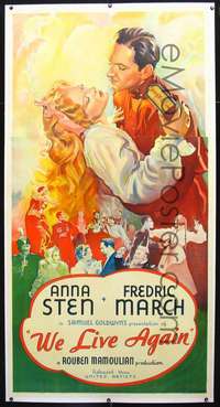 f117 WE LIVE AGAIN linen three-sheet movie poster '34 Anna Sten, Fredric March