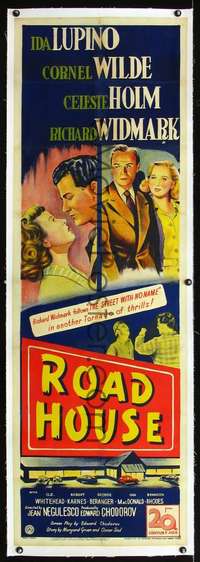 f090 ROAD HOUSE linen English door panel movie poster '48 stone litho!