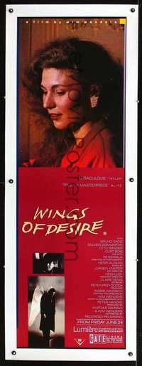 f091 WINGS OF DESIRE linen English door panel movie poster '87 Wenders