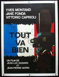 f051 TOUT VA BIEN linen French one-panel movie poster '72 Godard, camera art!