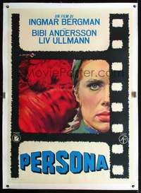f079 PERSONA linen Italian one-panel movie poster '67 Bergman, Cesselon art!