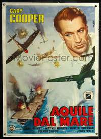 f080 TASK FORCE linen Italian one-panel movie poster '58 Cooper by Nistri!