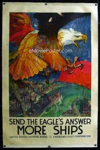 f085 SEND THE EAGLE'S ANSWER linen war poster '17Daugherty