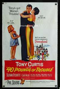 h006 40 POUNDS OF TROUBLE one-sheet movie poster '63 Tony Curtis, Suzanne Pleshette