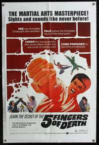 h009 5 FINGERS OF DEATH one-sheet movie poster '73 martial arts masterpiece like never before!
