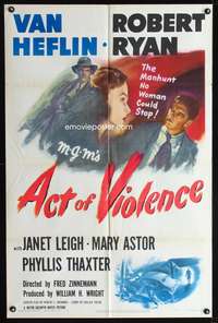 h015 ACT OF VIOLENCE one-sheet movie poster '49 Fred Zinnemann, Janet Leigh