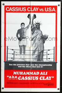 h011 A.K.A. CASSIUS CLAY int'l one-sheet movie poster '70 boxer Muhammad Ali with Statue of Liberty!