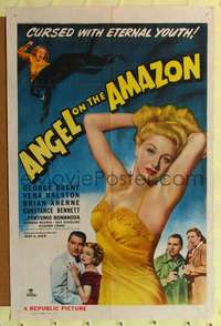 h024 ANGEL ON THE AMAZON one-sheet movie poster '48 sexy Vera Ralston and panther!