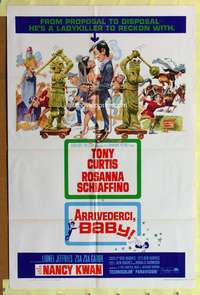 h029 ARRIVEDERCI, BABY one-sheet movie poster '66 Tony Curtis, Jack Davis art!
