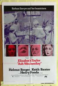 h032 ASH WEDNESDAY one-sheet movie poster '73 Elizabeth Taylor gets plastic surgery!