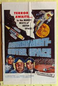 h035 ASSIGNMENT-OUTER SPACE one-sheet movie poster '62 Antonio Margheriti Italian sci-fi!