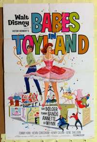 h038 BABES IN TOYLAND one-sheet movie poster '61 Walt Disney, Ray Bolger, musical!