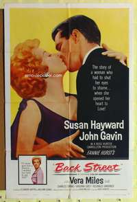 h044 BACK STREET one-sheet movie poster '61 Susan Hayward & John Gavin romantic close up!