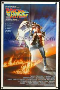 h046 BACK TO THE FUTURE one-sheet poster '85 Robert Zemeckis, Michael J. Fox, Drew Struzan art!