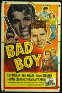 h048 BAD BOY one-sheet movie poster '49 Audie Murphy's first starring role!