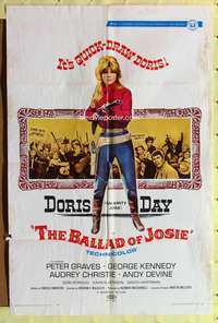 h056 BALLAD OF JOSIE one-sheet movie poster '68 quick-draw Doris Day with shotgun!