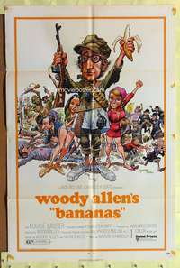 h061 BANANAS one-sheet movie poster '71 Woody Allen, Jack Davis art!