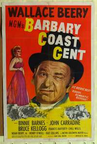 h068 BARBARY COAST GENT one-sheet movie poster '44 Wallace Beery, Binnie Barnes