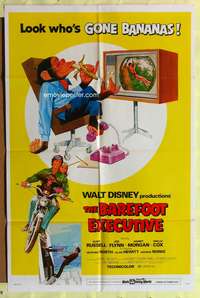 h069 BAREFOOT EXECUTIVE one-sheet movie poster '71 Disney, Kurt Russell, wacky chimp!