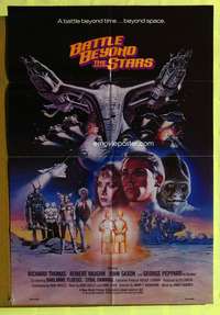 h076 BATTLE BEYOND THE STARS one-sheet movie poster '80 Robert Vaughn, Gary Meyer sci-fi art!
