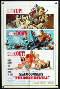 h700 THUNDERBALL one-sheet movie poster '65 Sean Connery as James Bond, Robert McGinnis art!