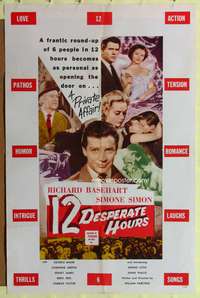 m004 12 DESPERATE HOURS one-sheet movie poster '57 Richard Basehart, Simone Simon