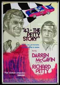 m001 43: THE RICHARD PETTY STORY one-sheet movie poster '72 NASCAR race car driver Darren McGavin!