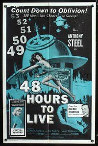 m005 48 HOURS TO LIVE one-sheet movie poster '60 super sexy sci-fi, man's last chance to survive!