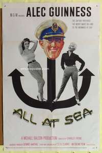m018 ALL AT SEA one-sheet movie poster '58 captain Alec Guinness & sexy English babes!