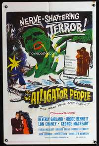 m020 ALLIGATOR PEOPLE one-sheet movie poster '59 Beverly Garland, Lon Chaney, sci-fi horror!