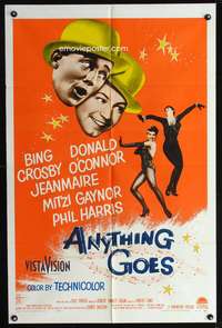 m034 ANYTHING GOES one-sheet movie poster '56 Bing Crosby, Donald O'Connor, Cole Porter
