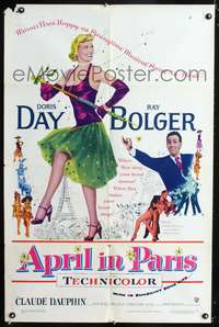 m040 APRIL IN PARIS one-sheet movie poster '53 Doris Day and Ray Bolger in France!