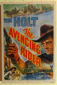 m046 AVENGING RIDER one-sheet movie poster '42 cowboy Tim Holt, Ukulele Ike