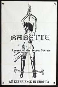 m048 BABETTE: THE RETURN OF THE SECRET SOCIETY one-sheet movie poster '68 sexy bondage!